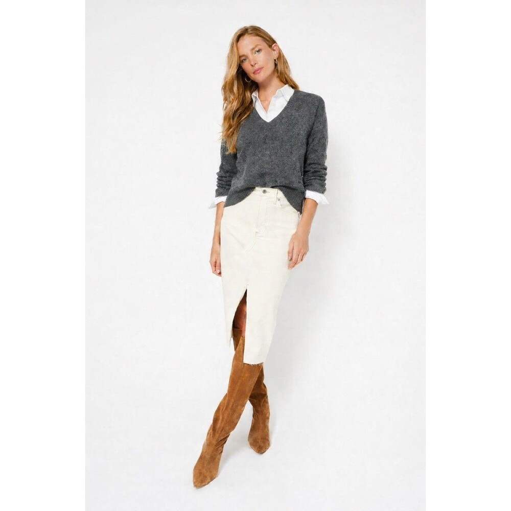 J.Crew Elenor Warmth Lux Wool Cashmere Sweater Womens XS Gray V Neck Soft Knit